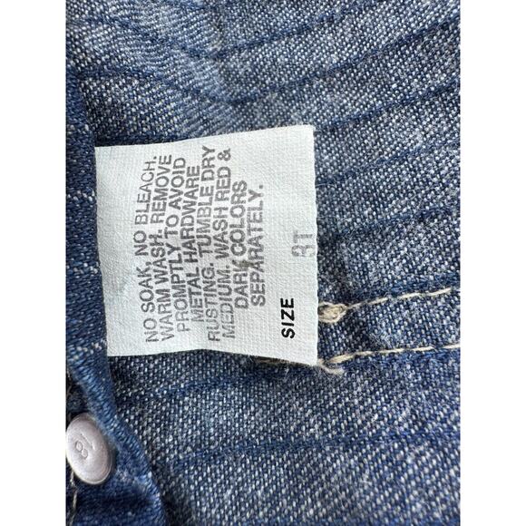 Vtg 90’s Oshkosh Overall Dress Girls Sz 3T Bib Denim Striped NEW - Picture 4 of 11